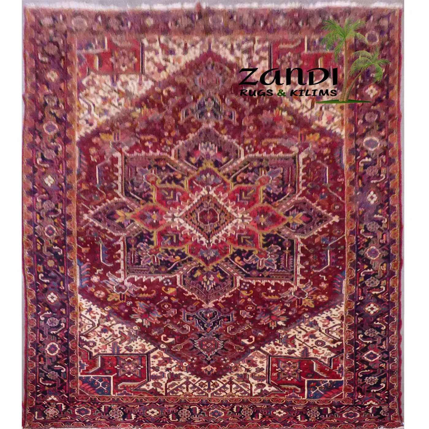 One Of The Kind Persian Heriz Rug 12'7" x 9'6"